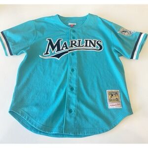 Florida Marlins Andre Dawson #8 Jersey Sz L‎ Mitchell & Ness Teal MLB Baseball